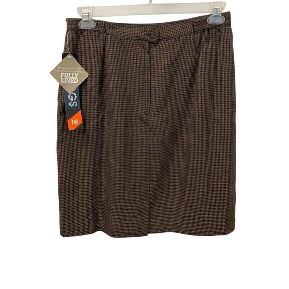 Briggs Of New York Women Size 16 Zip Up Pencil Skirt Brown Houndstooth Plaid NWT - Picture 2 of 4